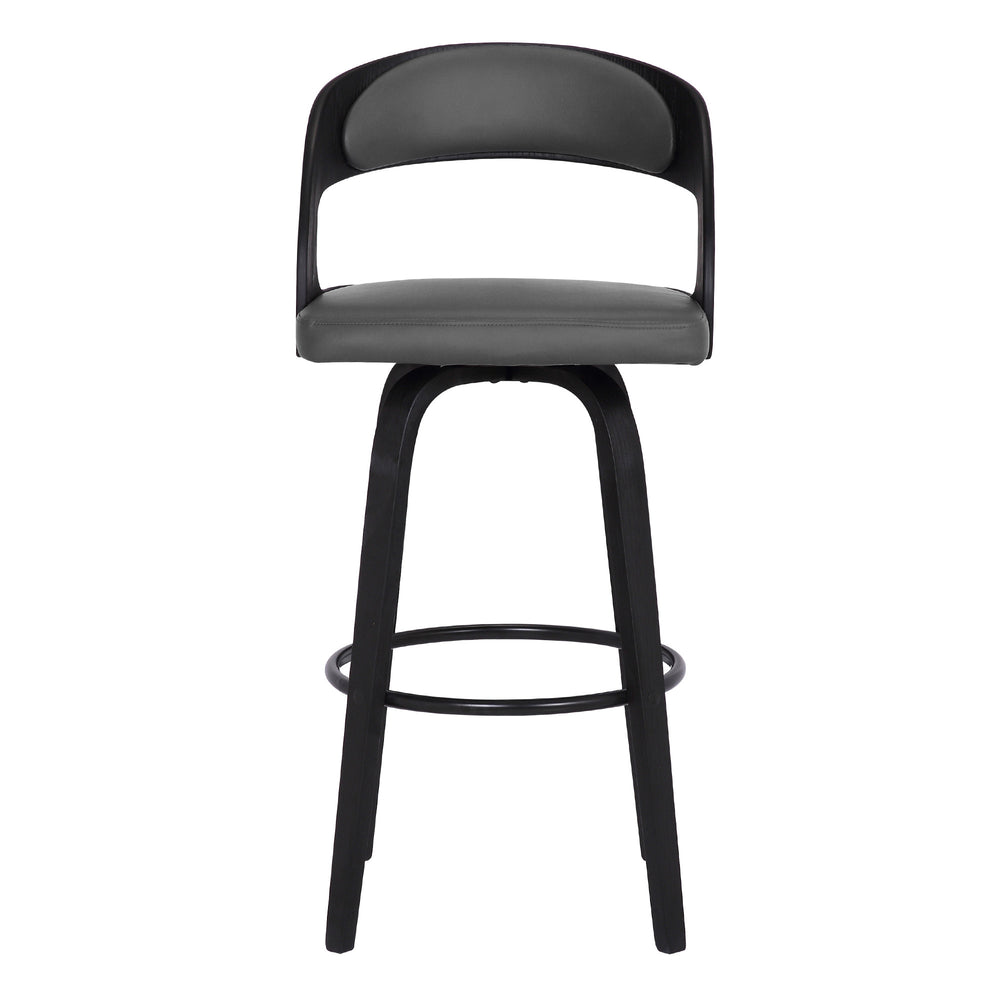 30" Gray And Black Iron Swivel Low Back Bar Height Bar Chair - Homeroots - Flyclothing LLC