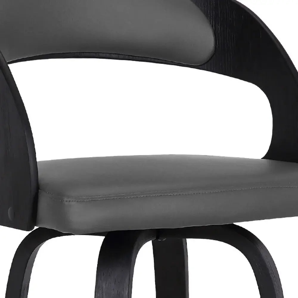 30" Gray And Black Iron Swivel Low Back Bar Height Bar Chair - Homeroots - Flyclothing LLC