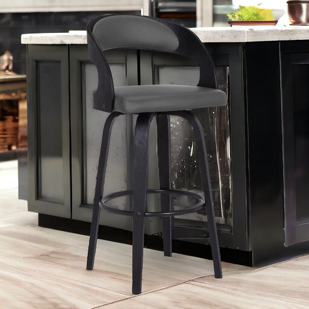 30" Gray And Black Iron Swivel Low Back Bar Height Bar Chair - Homeroots - Flyclothing LLC