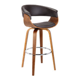 27" Brown Faux Leather And Iron Swivel Low Back Counter Height Bar Chair - Homeroots - Flyclothing LLC