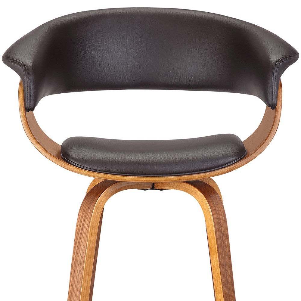 27" Brown Faux Leather And Iron Swivel Low Back Counter Height Bar Chair - Homeroots - Flyclothing LLC