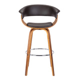 27" Brown Faux Leather And Iron Swivel Low Back Counter Height Bar Chair