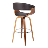 27" Brown Faux Leather And Iron Swivel Low Back Counter Height Bar Chair - Homeroots