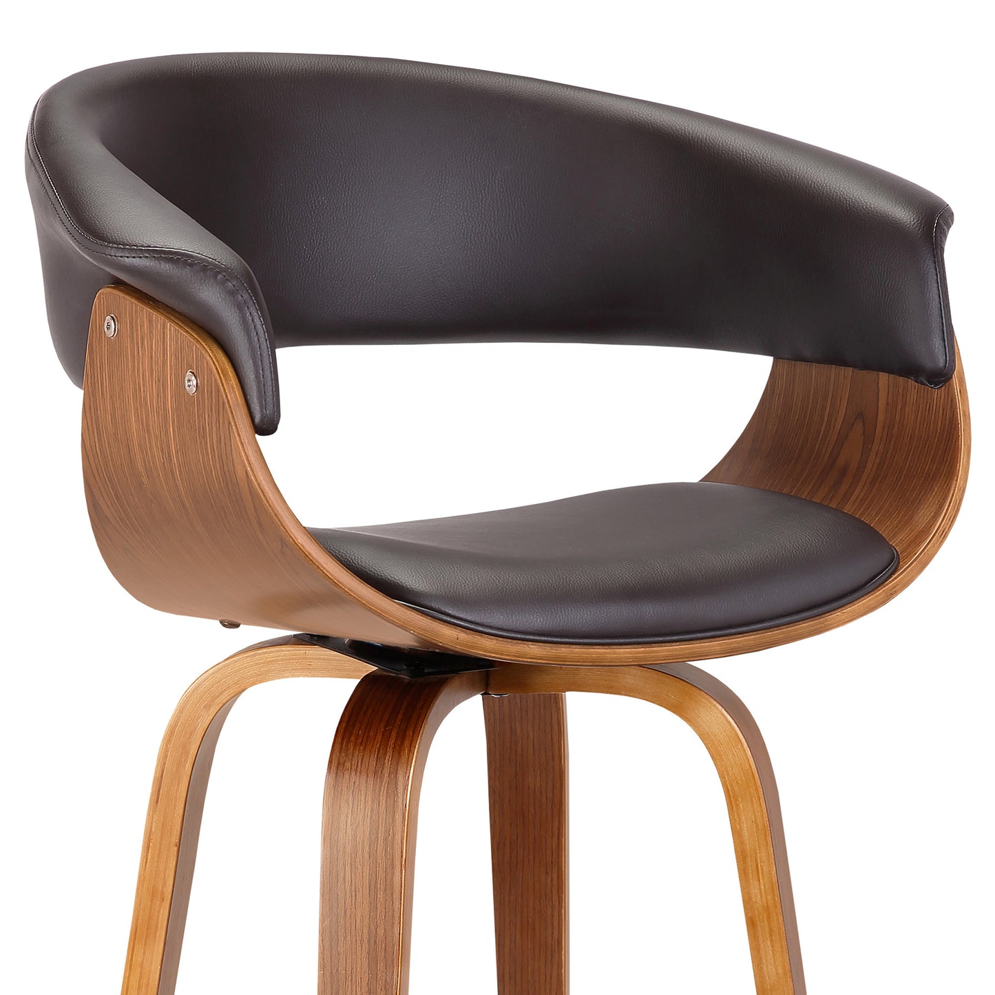 27" Brown Faux Leather And Iron Swivel Low Back Counter Height Bar Chair - Homeroots - Flyclothing LLC