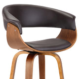27" Brown Faux Leather And Iron Swivel Low Back Counter Height Bar Chair - Homeroots - Flyclothing LLC