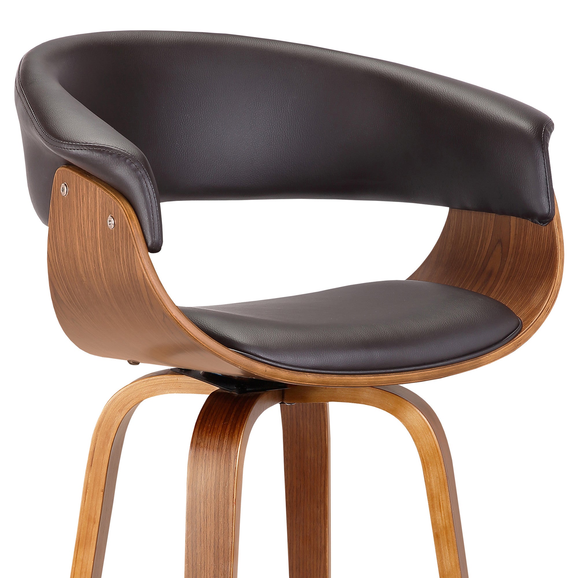 27" Brown Faux Leather And Iron Swivel Low Back Counter Height Bar Chair - Homeroots - Flyclothing LLC