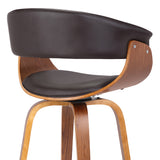 27" Brown Faux Leather And Iron Swivel Low Back Counter Height Bar Chair - Homeroots - Flyclothing LLC