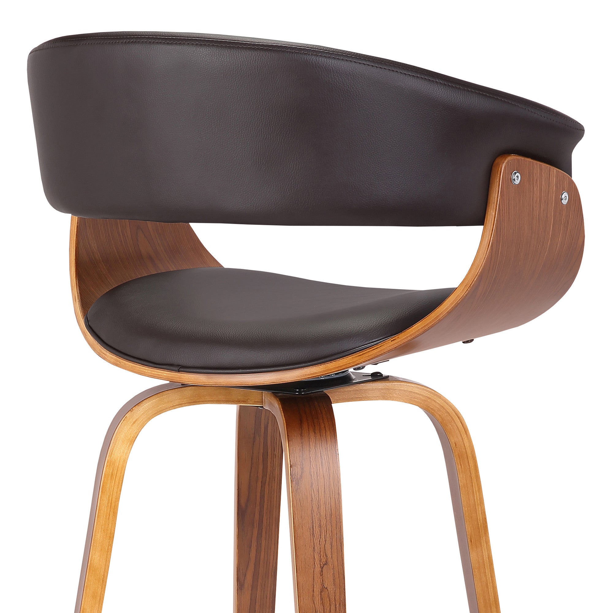27" Brown Faux Leather And Iron Swivel Low Back Counter Height Bar Chair - Homeroots - Flyclothing LLC