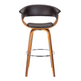 31" Brown Faux Leather And Solid Wood Swivel Low Back Bar Height Bar Chair - Homeroots - Flyclothing LLC