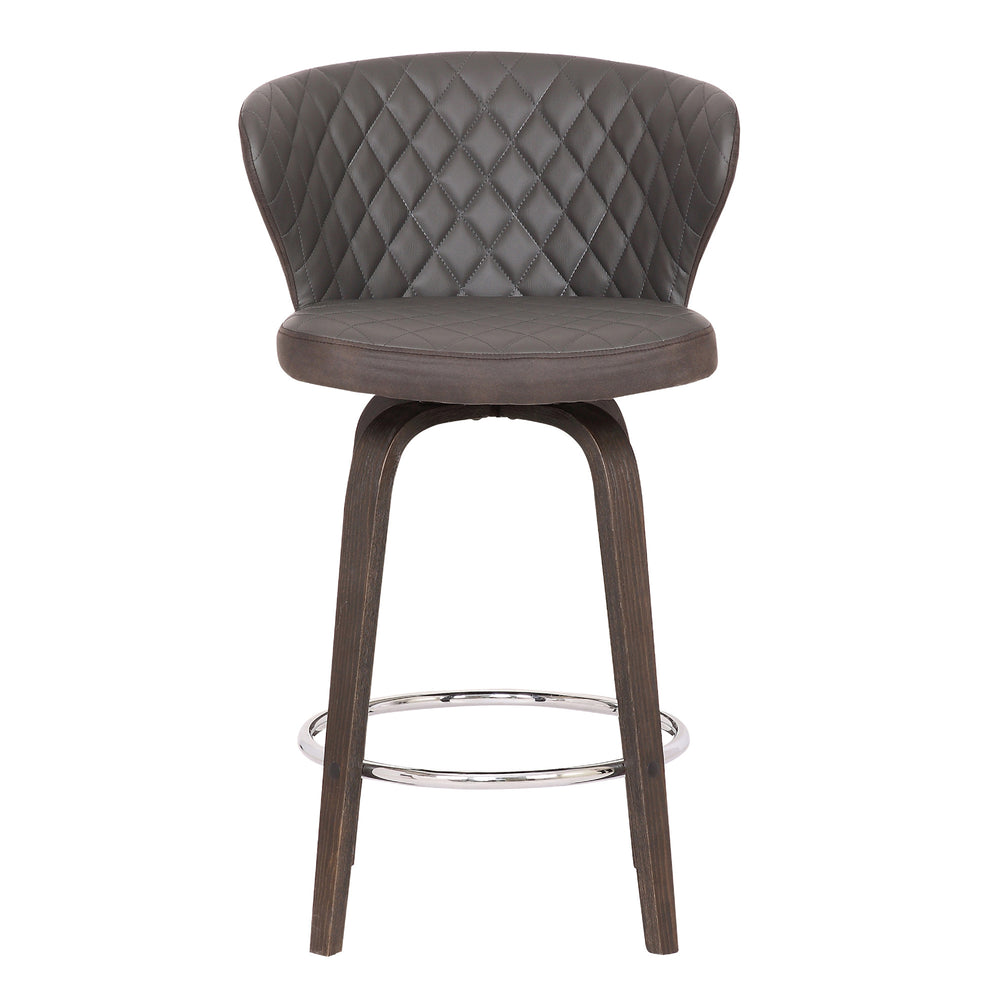 30" Brown Faux Leather And Iron Swivel Low Back Bar Height Bar Chair - Homeroots - Flyclothing LLC