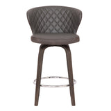 30" Brown Faux Leather And Iron Swivel Low Back Bar Height Bar Chair - Homeroots