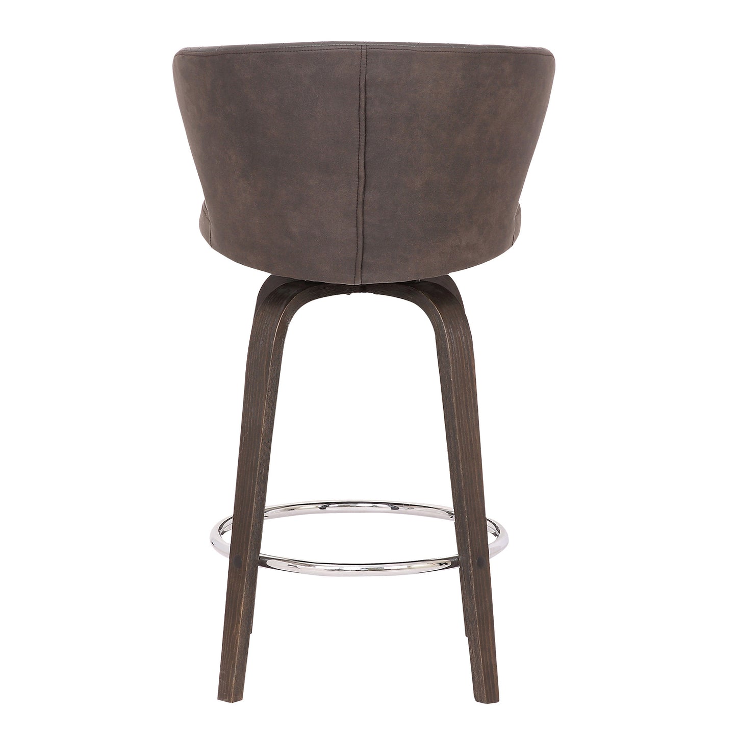 30" Brown Faux Leather And Iron Swivel Low Back Bar Height Bar Chair - Homeroots - Flyclothing LLC