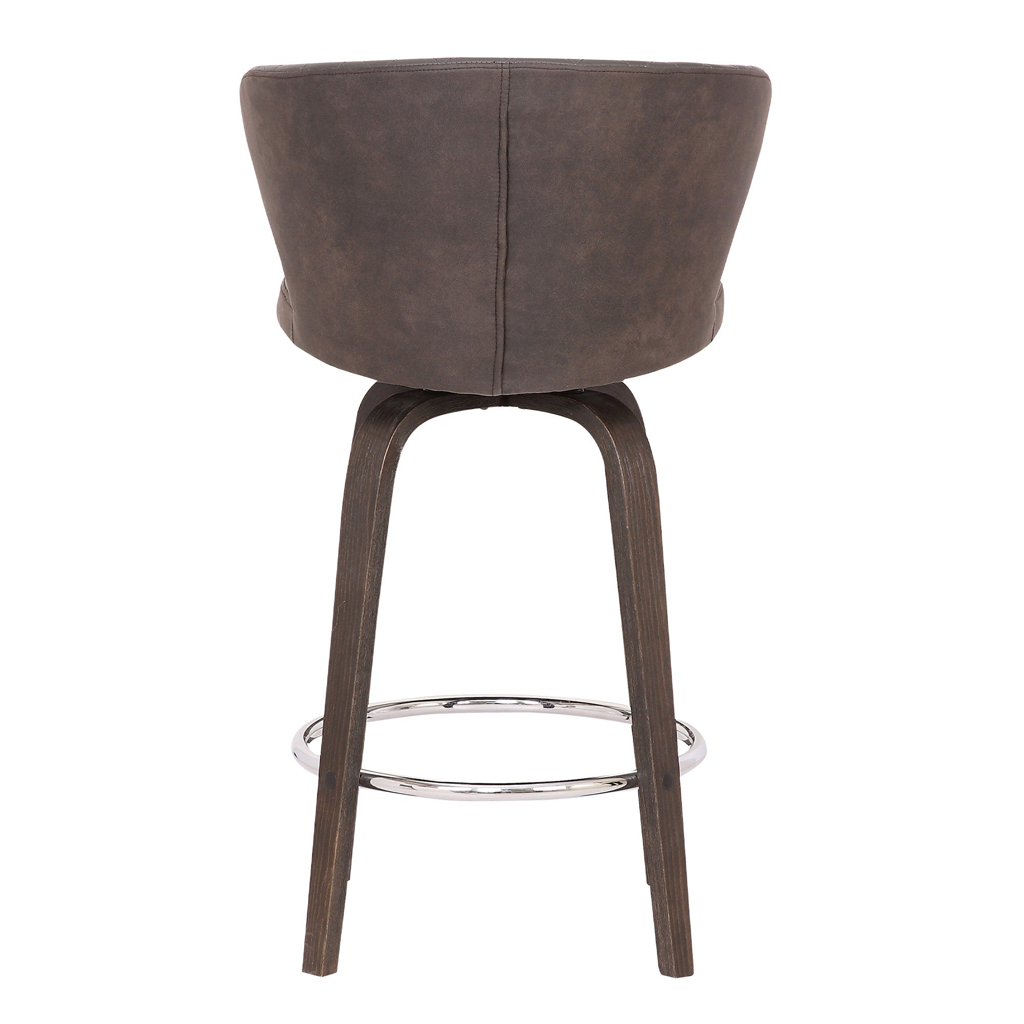 30" Brown Faux Leather And Iron Swivel Low Back Bar Height Bar Chair - Homeroots - Flyclothing LLC
