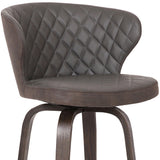 30" Brown Faux Leather And Iron Swivel Low Back Bar Height Bar Chair - Homeroots - Flyclothing LLC