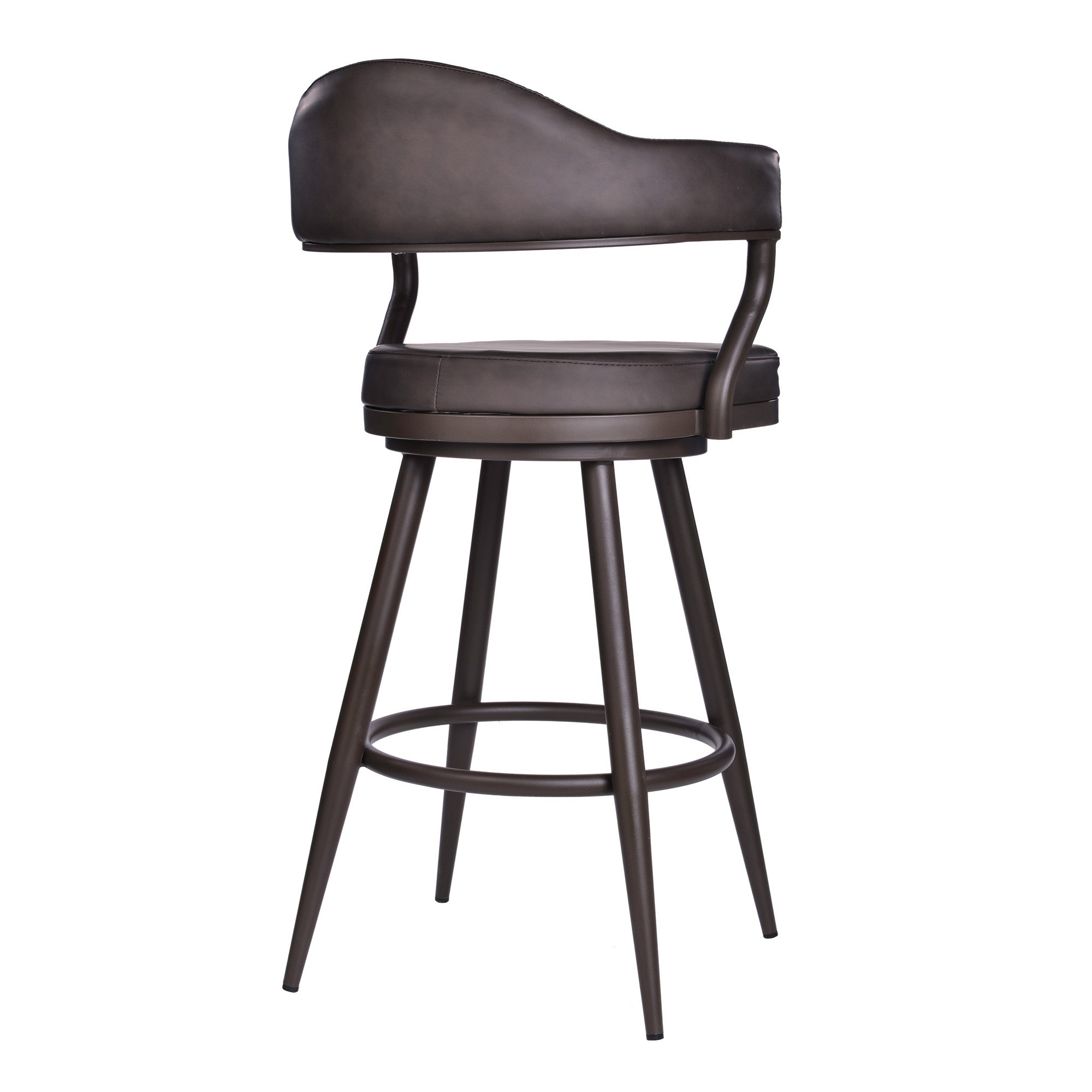26" Faux Leather And Iron Swivel Counter Height Bar Chair - Homeroots - Flyclothing LLC
