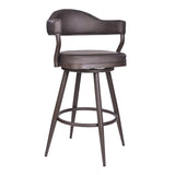 26" Faux Leather And Iron Swivel Counter Height Bar Chair - Homeroots - Flyclothing LLC