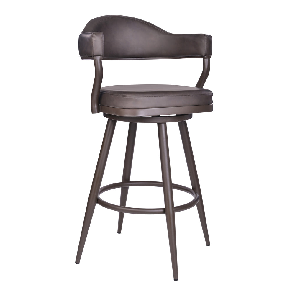 26" Faux Leather And Iron Swivel Counter Height Bar Chair - Homeroots