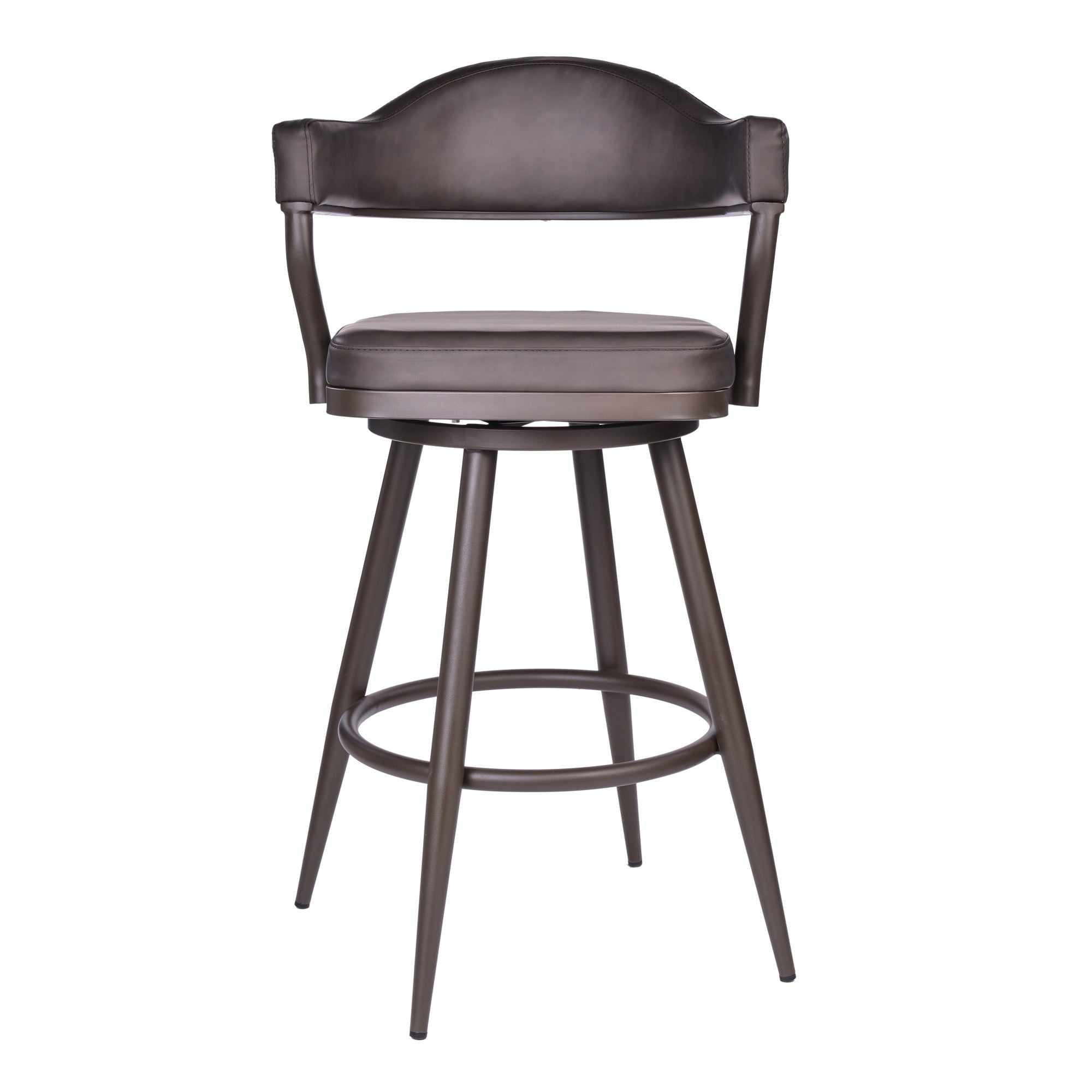 26" Faux Leather And Iron Swivel Counter Height Bar Chair - Homeroots - Flyclothing LLC