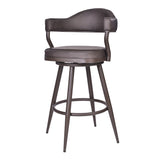 26" Faux Leather And Iron Swivel Counter Height Bar Chair - Homeroots - Flyclothing LLC