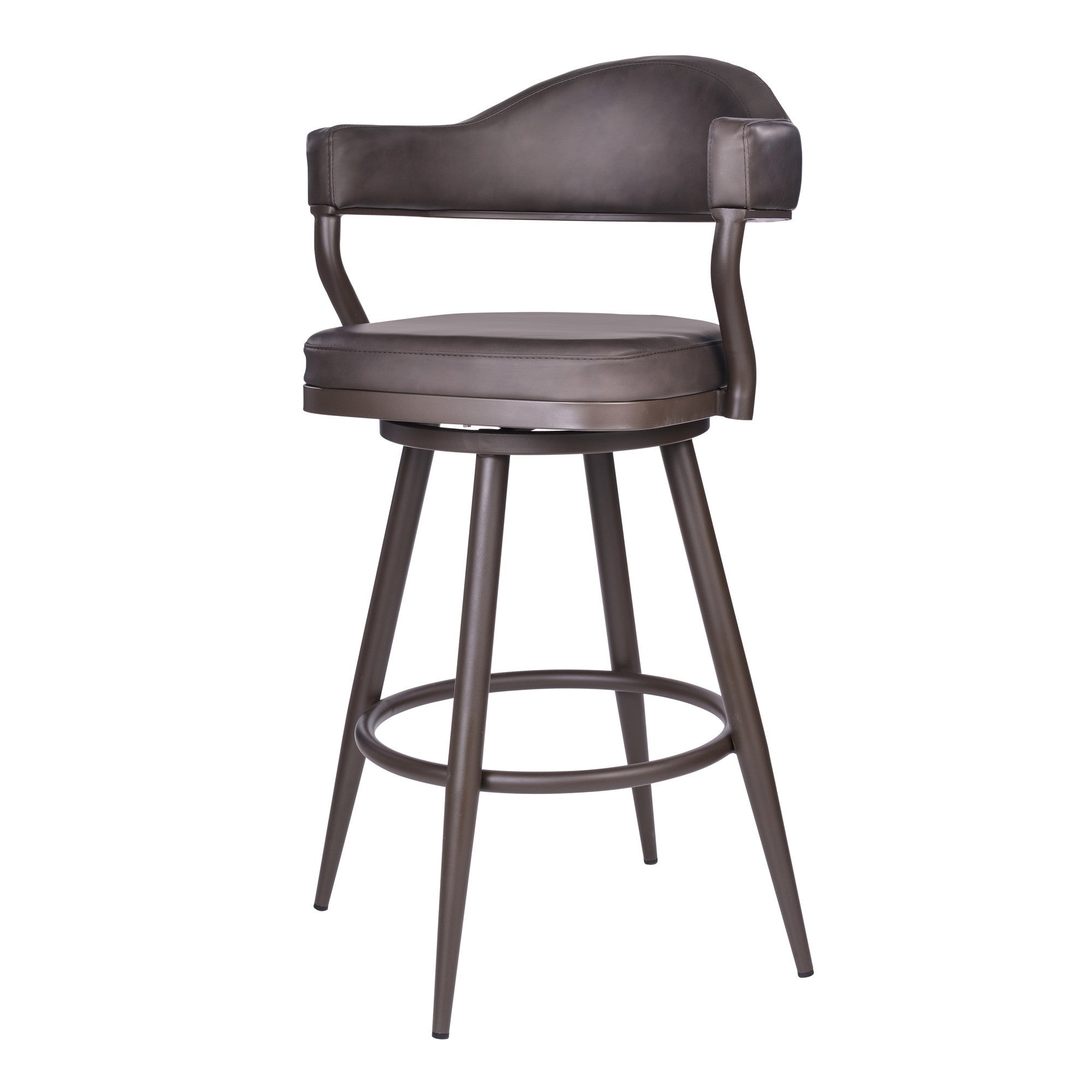 26" Faux Leather And Iron Swivel Counter Height Bar Chair - Homeroots - Flyclothing LLC