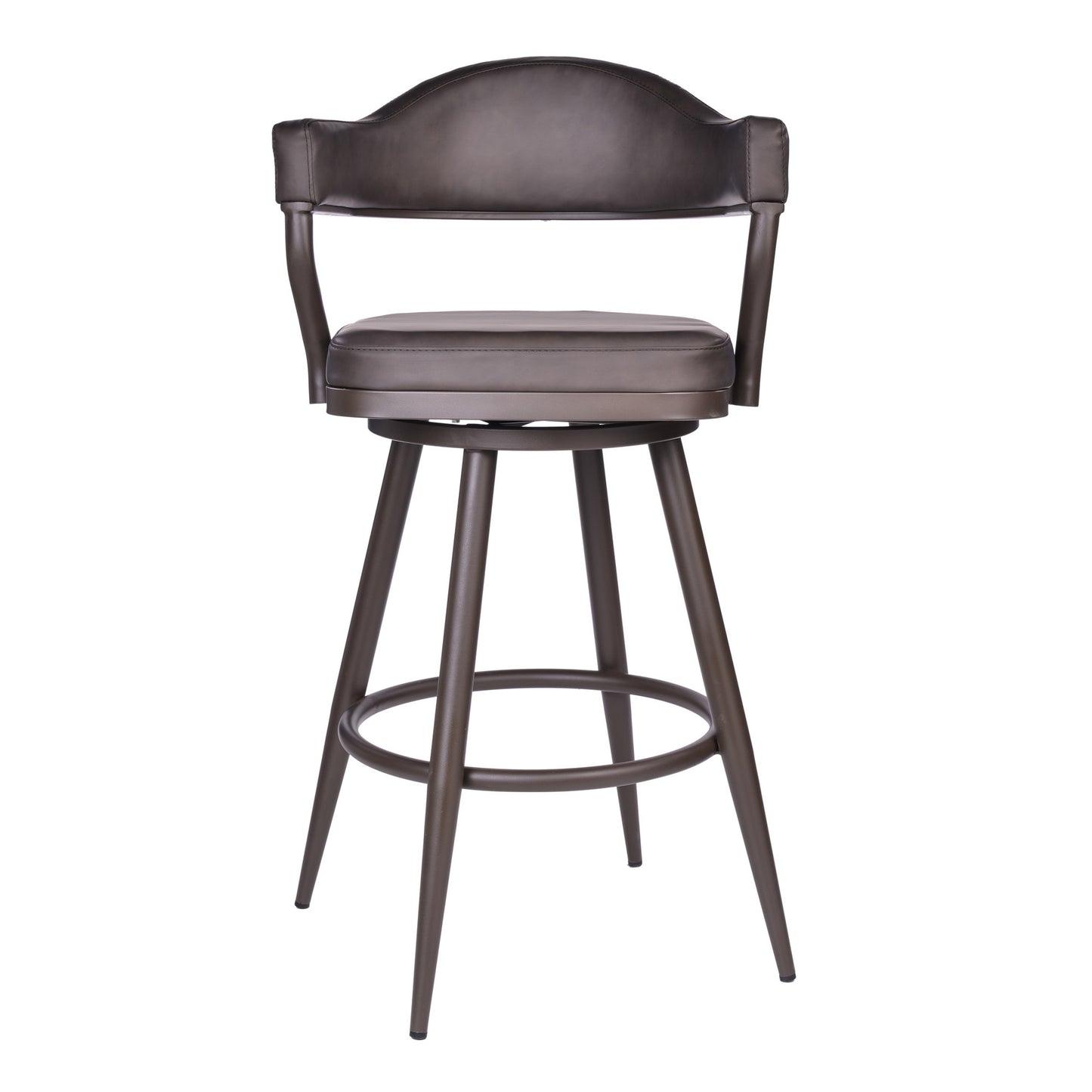 30" Brown Faux Leather And Iron Swivel Bar Height Bar Chair - Homeroots - Flyclothing LLC