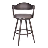 30" Brown Faux Leather And Iron Swivel Bar Height Bar Chair - Homeroots - Flyclothing LLC