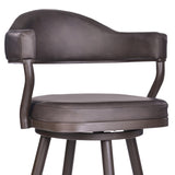 30" Brown Faux Leather And Iron Swivel Bar Height Bar Chair - Homeroots - Flyclothing LLC