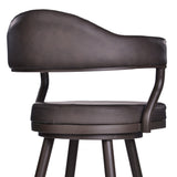30" Brown Faux Leather And Iron Swivel Bar Height Bar Chair - Homeroots - Flyclothing LLC