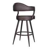 30" Brown Faux Leather And Iron Swivel Bar Height Bar Chair - Homeroots