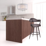 30" Brown Faux Leather And Iron Swivel Bar Height Bar Chair - Homeroots - Flyclothing LLC