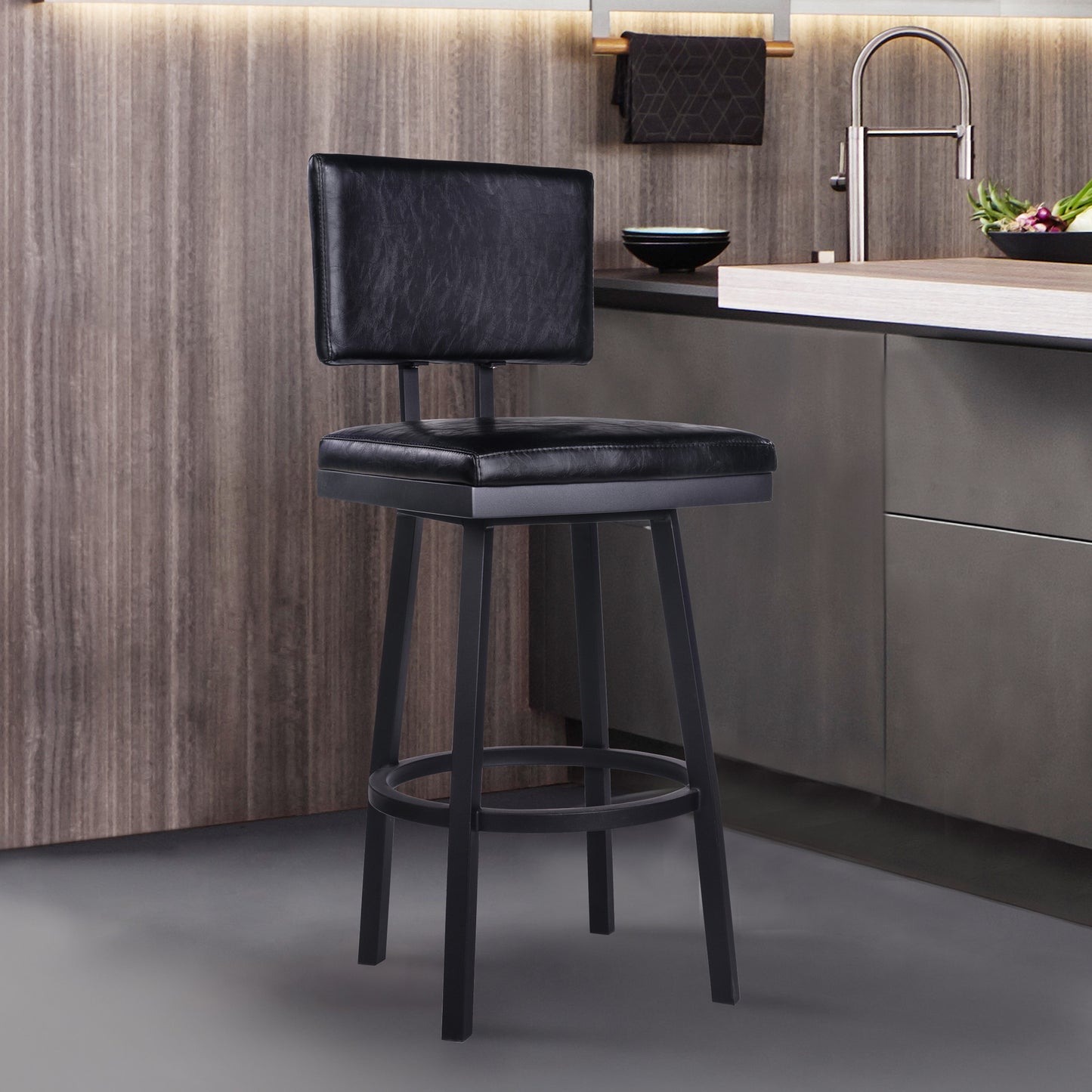26" Black Iron Swivel Counter Height Bar Chair - Homeroots - Flyclothing LLC