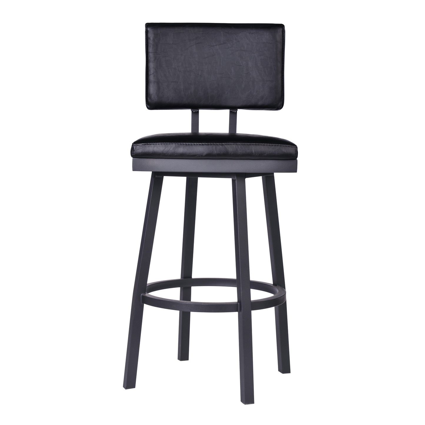 26" Black Iron Swivel Counter Height Bar Chair - Homeroots - Flyclothing LLC