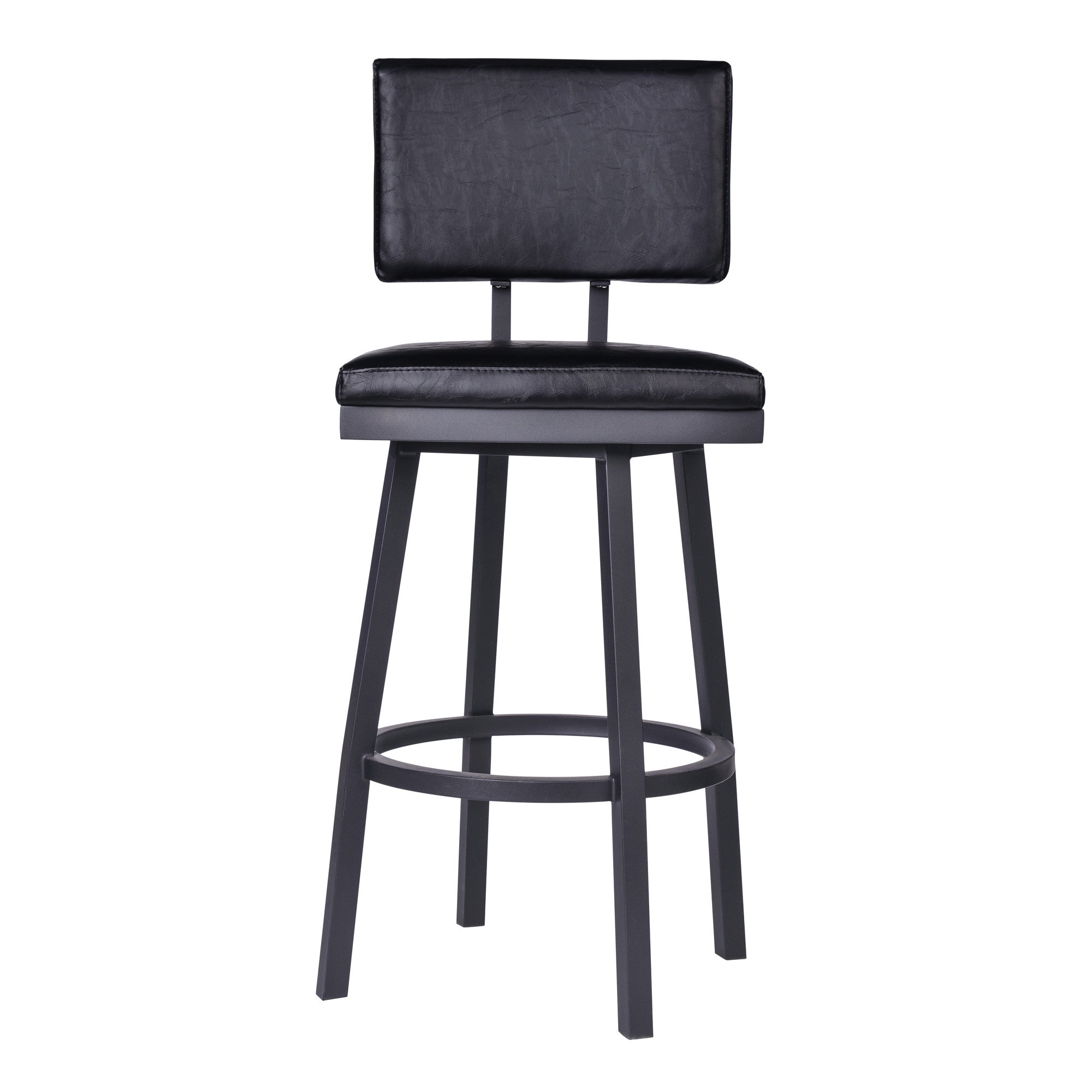 26" Black Iron Swivel Counter Height Bar Chair - Homeroots - Flyclothing LLC