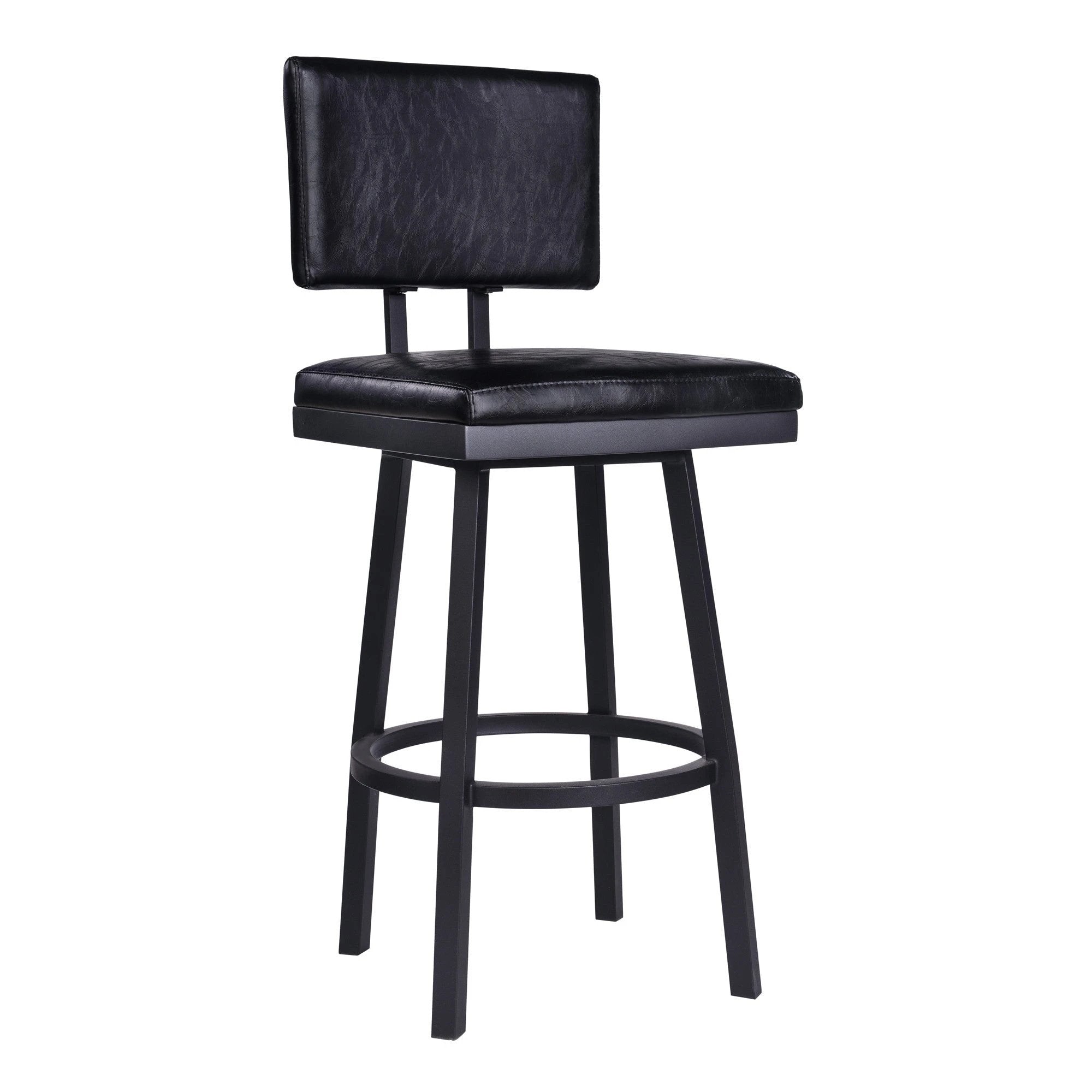 26" Black Iron Swivel Counter Height Bar Chair - Homeroots - Flyclothing LLC