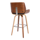 26" Brown Solid Wood Swivel Low Back Counter Height Bar Chair - Homeroots - Flyclothing LLC