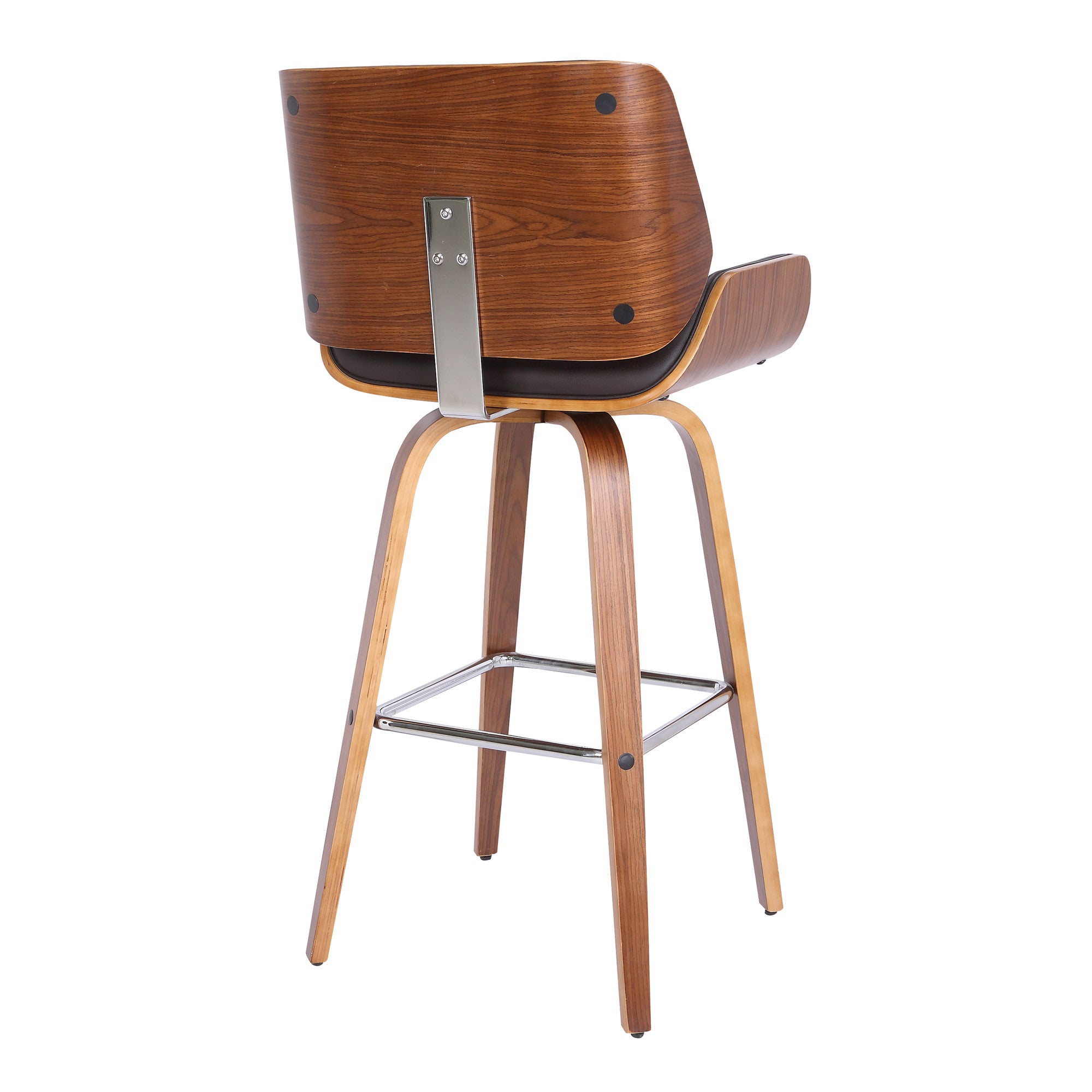 26" Brown Solid Wood Swivel Low Back Counter Height Bar Chair - Homeroots - Flyclothing LLC