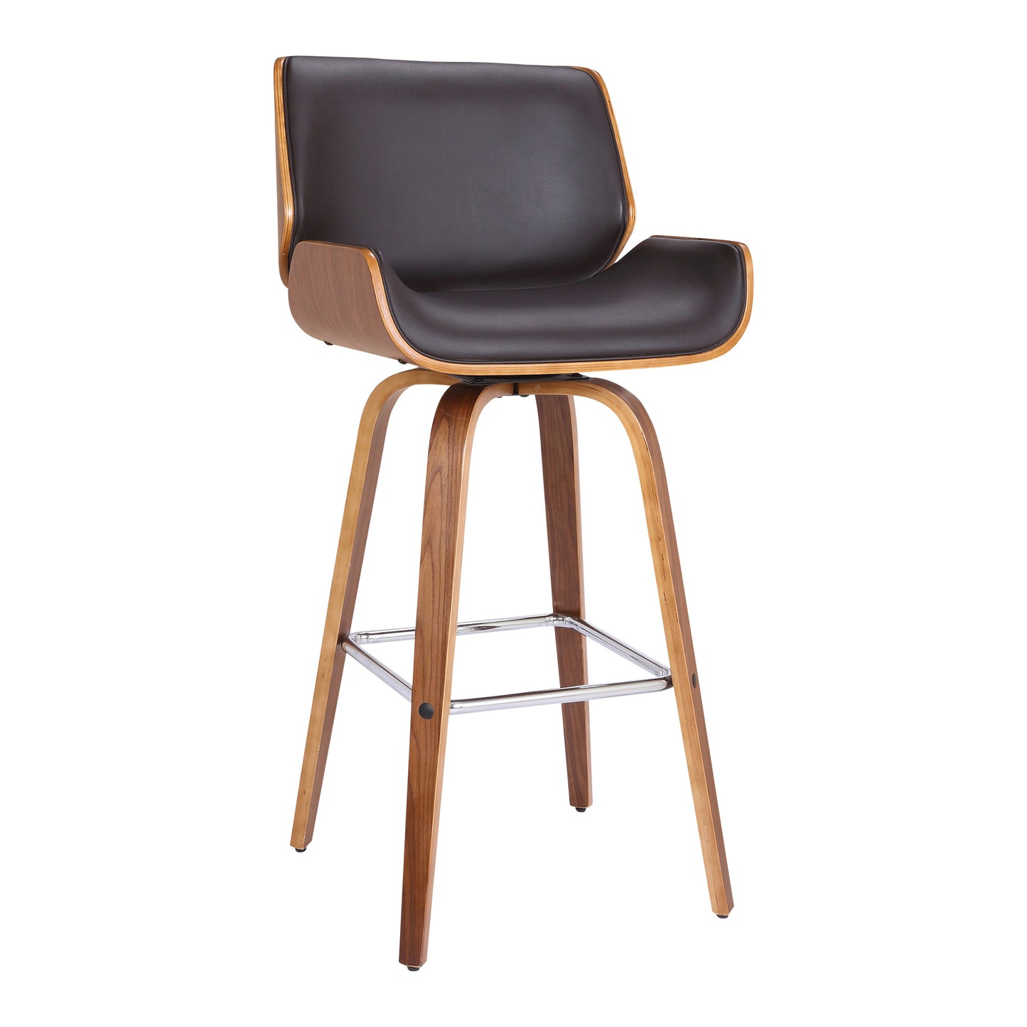 26" Brown Solid Wood Swivel Low Back Counter Height Bar Chair - Homeroots - Flyclothing LLC