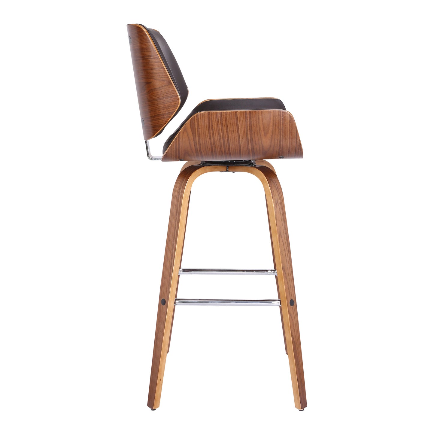 26" Brown Solid Wood Swivel Low Back Counter Height Bar Chair - Homeroots - Flyclothing LLC