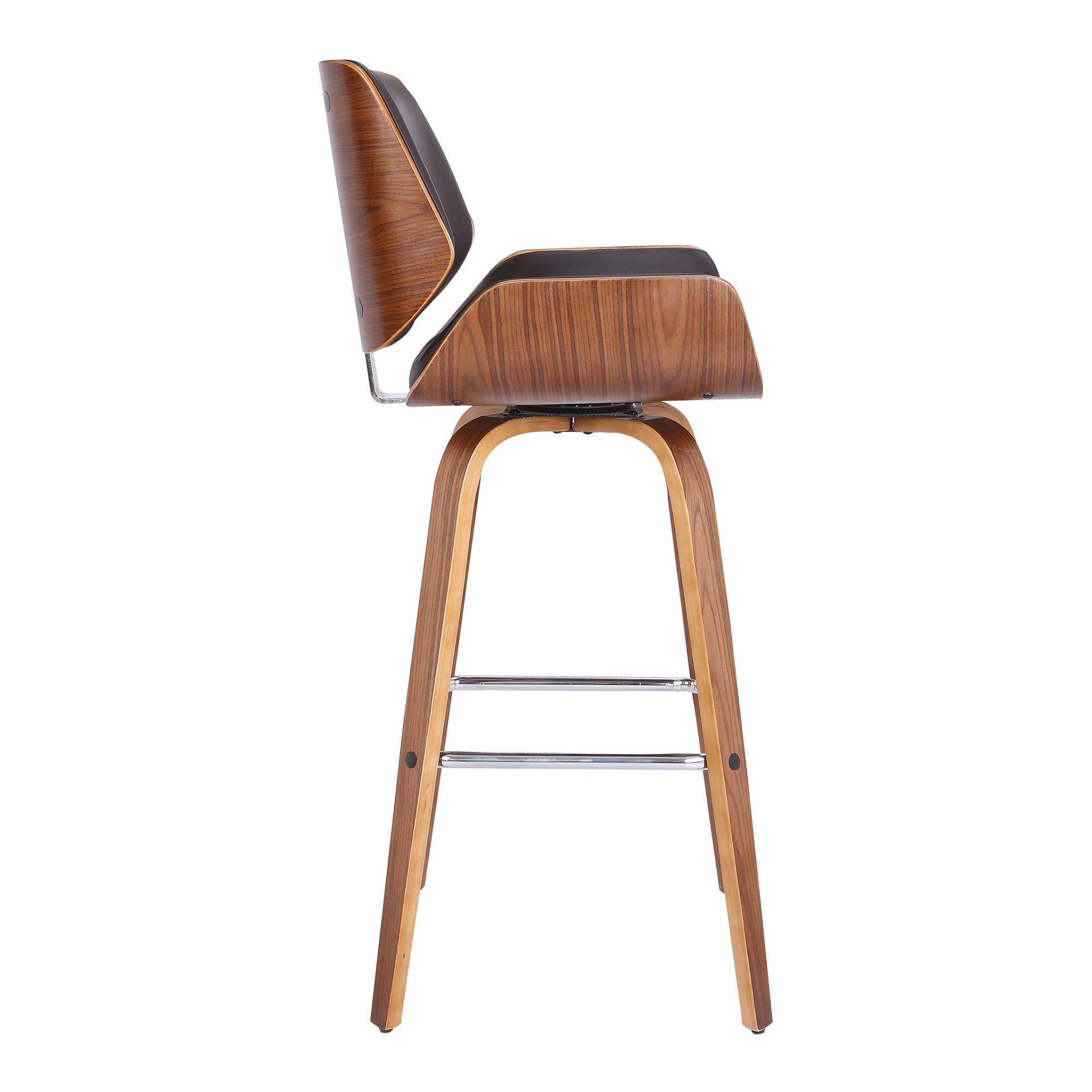 26" Brown Solid Wood Swivel Low Back Counter Height Bar Chair - Homeroots - Flyclothing LLC
