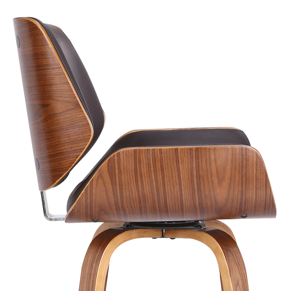 26" Brown Solid Wood Swivel Low Back Counter Height Bar Chair - Homeroots - Flyclothing LLC