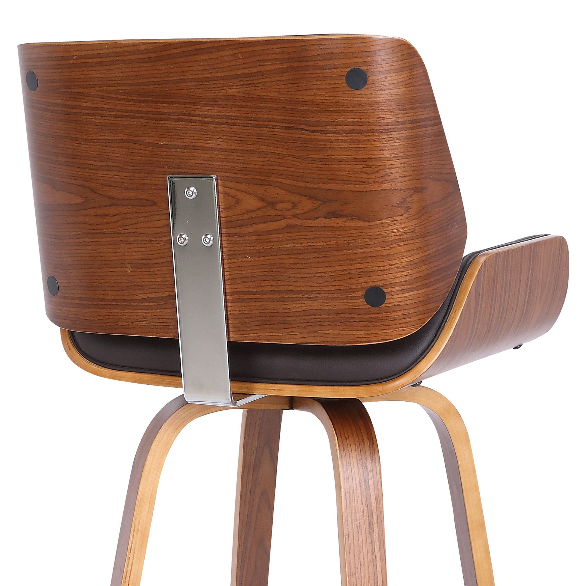 30" Brown Solid Wood Swivel Low Back Bar Height Bar Chair - Homeroots - Flyclothing LLC