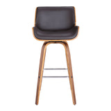 30" Brown Solid Wood Swivel Low Back Bar Height Bar Chair - Homeroots - Flyclothing LLC