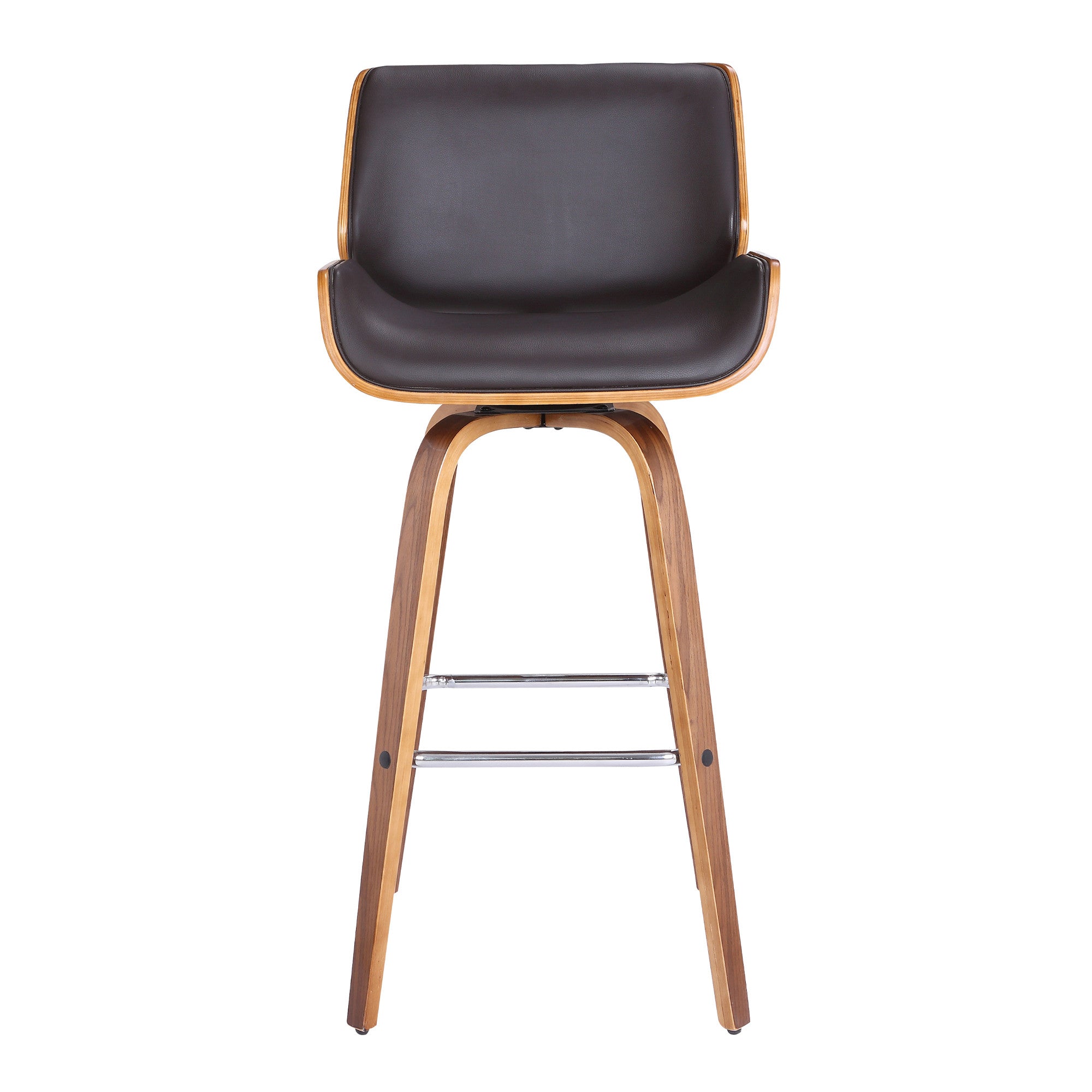 30" Brown Solid Wood Swivel Low Back Bar Height Bar Chair - Homeroots - Flyclothing LLC