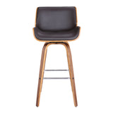 30" Brown Solid Wood Swivel Low Back Bar Height Bar Chair - Homeroots