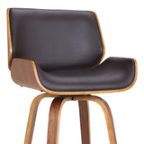 30" Brown Solid Wood Swivel Low Back Bar Height Bar Chair - Homeroots - Flyclothing LLC