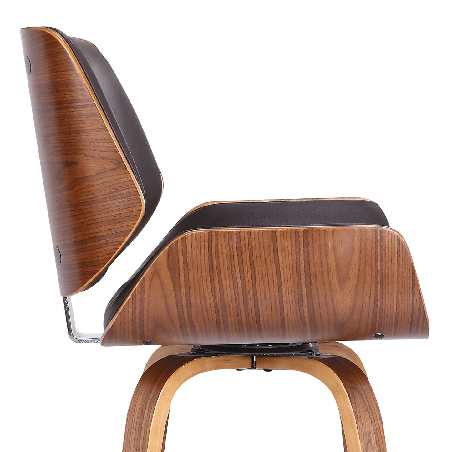 30" Brown Solid Wood Swivel Low Back Bar Height Bar Chair - Homeroots - Flyclothing LLC
