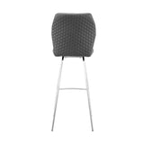 26" Gray And Silver Faux Leather And Iron Counter Height Bar Chair - Homeroots - Flyclothing LLC