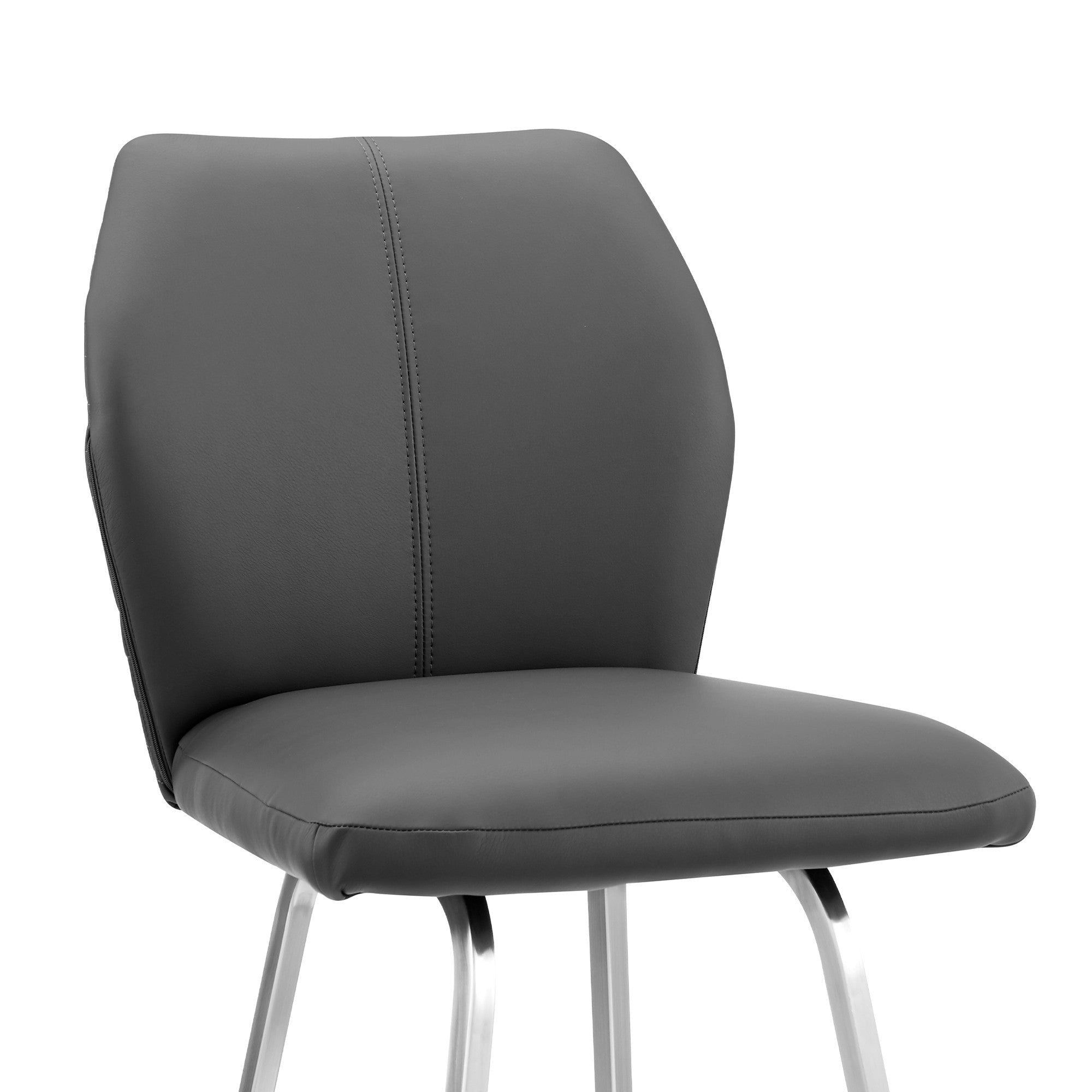 26" Gray And Silver Faux Leather And Iron Counter Height Bar Chair - Homeroots - Flyclothing LLC