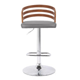 25" Gray And Silver Iron Swivel Low Back Adjustable Height Bar Chair - Homeroots