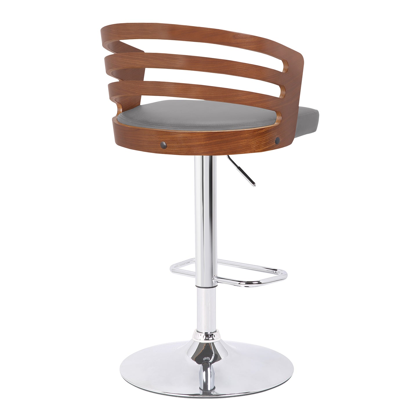 25" Gray And Silver Iron Swivel Low Back Adjustable Height Bar Chair - Homeroots - Flyclothing LLC
